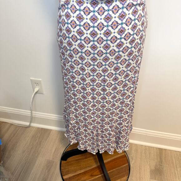 BECCA Marrakesh Ruffled Swim Cover Up Midi Dress In Cream Purple - Picture 13 of 15